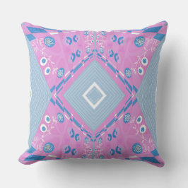 Cojín Decorativo Ilustracion Chintz Bohemio Blanco Azul Rosa