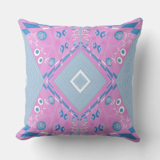 Cojín Decorativo Ilustracion Chintz Bohemio Blanco Azul Rosa