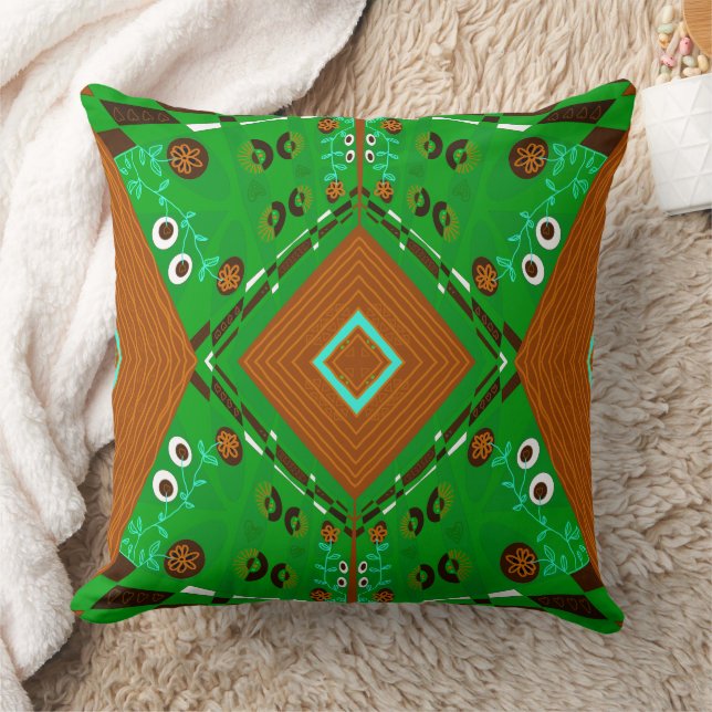 Cojín Decorativo Ilustracion Chintz Bohemio Turquesa Verde (Manta)
