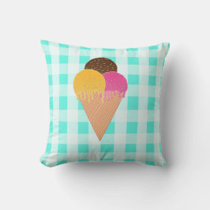 Cojín Decorativo Ilustración Colorida de Helado