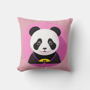 Cojín Decorativo Ilustración Colorida de Panda de Dibujos Animados