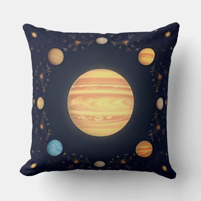 Cojín Decorativo Ilustración Colorida del Espacio (Anverso)
