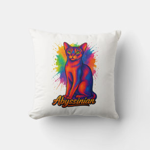 Cojín Decorativo Ilustracion colorido de arte pop de gato abisino