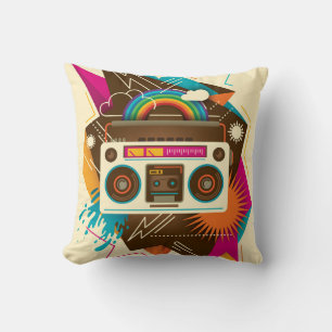 Cojín Decorativo Ilustracion colorido de radio vintage abstracto