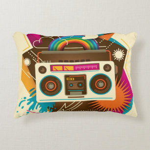 Cojín Decorativo Ilustracion colorido de radio vintage abstracto