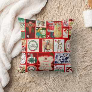 Cojín Decorativo Ilustración cuadrada del bloque de Adviento de Nav