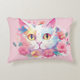Cojín Decorativo Ilustracion Cute Cat Water Colors