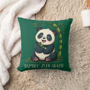 Cojín Decorativo Ilustracion Cute Panda Whimsical Bamboo Pun Art