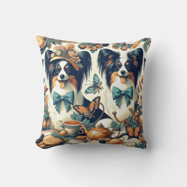Cojín Decorativo Ilustracion Cute Papillon Dog (Anverso)