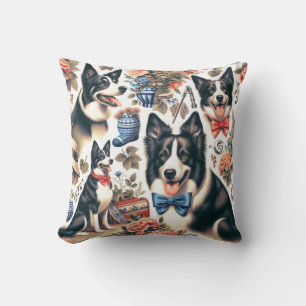 Cojín Decorativo Ilustracion Cute Vintage Border Collie