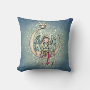Cojín Decorativo Ilustración de Angelito Brillante y Búho