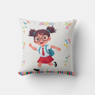 Cojín Decorativo Ilustración de aprendizaje ABC 123 de colegiala li