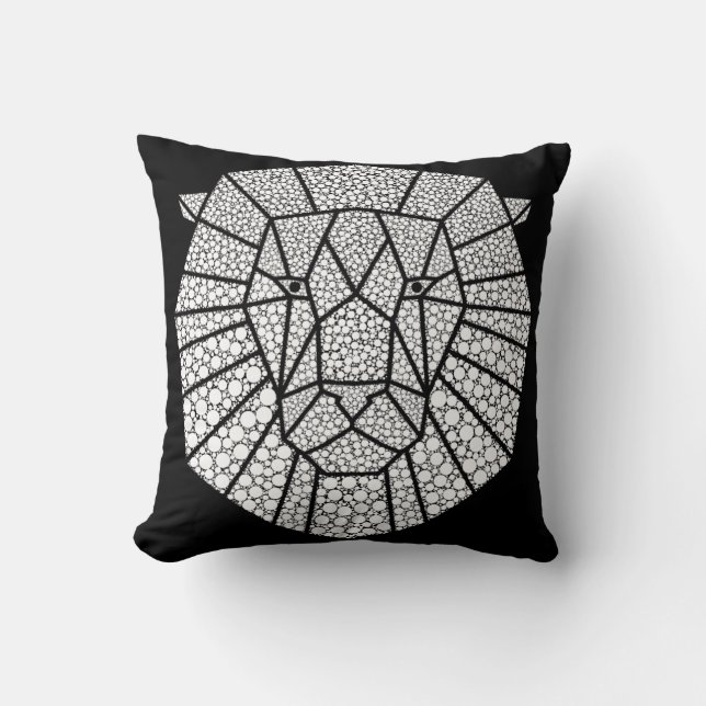 Cojín Decorativo Ilustracion de arte abstracto de león (Anverso)