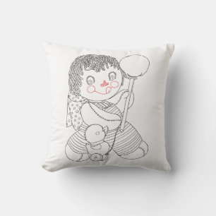 Cojín Decorativo Ilustración de arte dibujada a mano de pato de jug