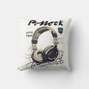 Cojín Decorativo Ilustración de auriculares retro urbanos