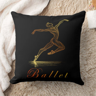 Cojín Decorativo Ilustración de bailarina de ballet dorada elegante