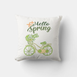 Cojín Decorativo Ilustración de bicicleta vintage de primavera