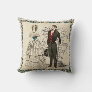 Cojín Decorativo Ilustración de boda victoriana vintage de 1844