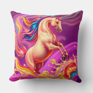 Cojín Decorativo Ilustración de caballo vibrante abstracto