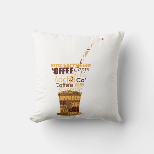 Cojín Decorativo Ilustracion de café moderno (Anverso)