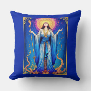 Cojín Decorativo Ilustración de carta de tarot, Reina de varas