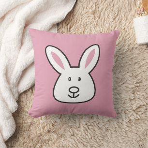 Cojín Decorativo Ilustración de conejo de Pascua rosa pastel adorab