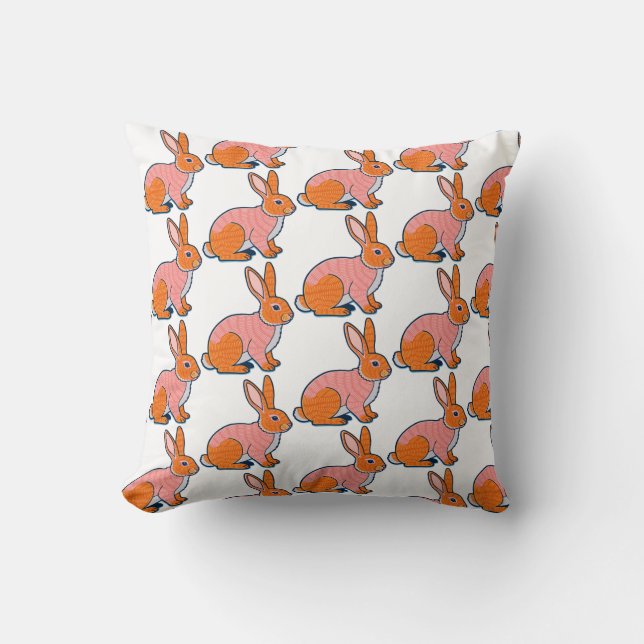 Cojín Decorativo Ilustración de conejo de peluche (Anverso)