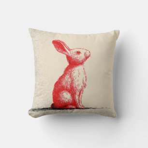 Cojín Decorativo Ilustración de conejo rojo - Anima vintage minimal