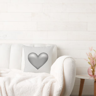 Cojín Decorativo Ilustración de corazón gris plateado