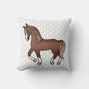 Cojín Decorativo Ilustración de dibujos animados de caballo al trot
