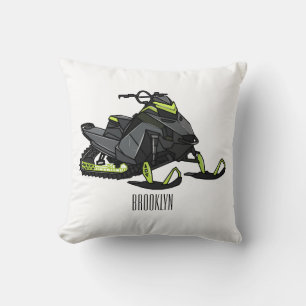 Cojín Decorativo Ilustración de dibujos animados de moto de nieve