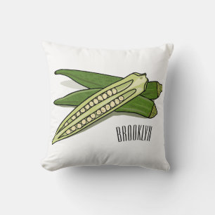 Cojín Decorativo Ilustración de dibujos animados de okra