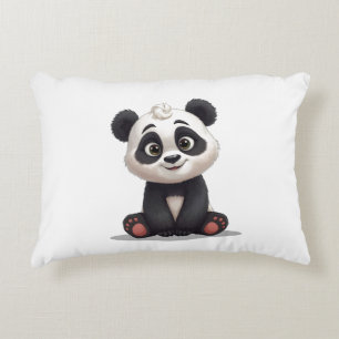 Cojín Decorativo Ilustración de dibujos animados de oso panda senta