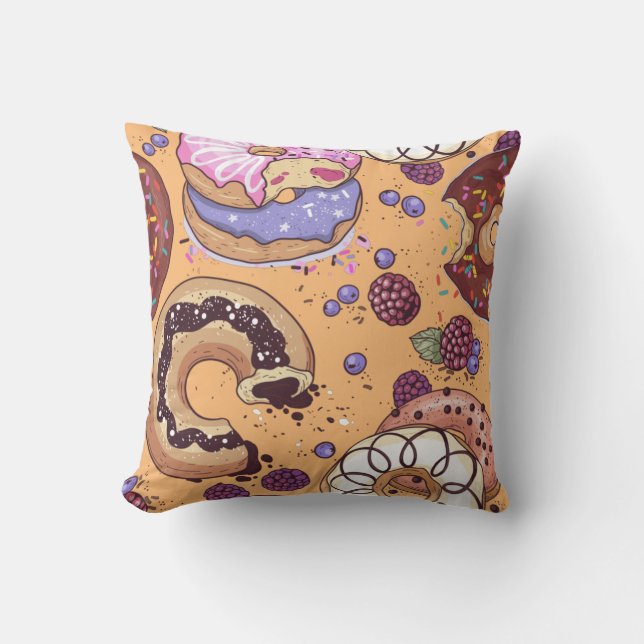 Cojín Decorativo Ilustración de donut con mordisco (Anverso)