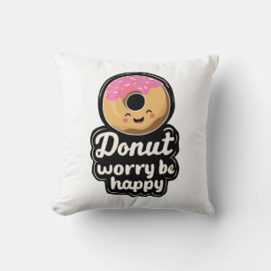 Cojín Decorativo Ilustración de Donut Sonriente Adorable – “Donut W