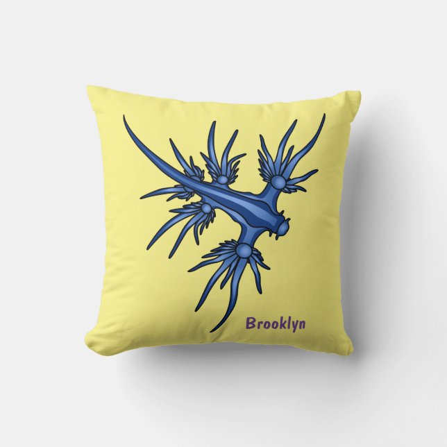 Cojín Decorativo Ilustracion de dragón azul (Anverso)