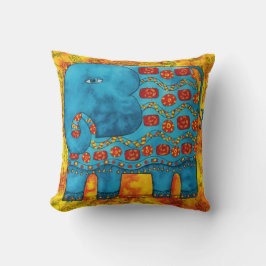 Cojín Decorativo Ilustración de elefante estampado en acuarela