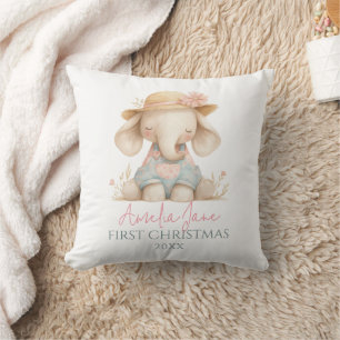 Cojín Decorativo Ilustración de elefante para guardería de niña en 