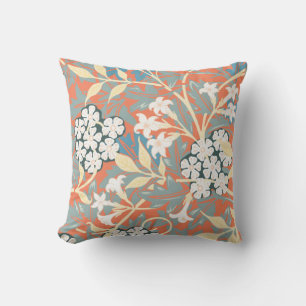 Cojín Decorativo Ilustracion de época azul/beige jazmín