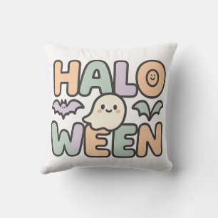 Cojín Decorativo Ilustracion de Fantasma y Bats de Halloween
