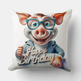 Cojín Decorativo Ilustración de Feliz Cumpleaños de Dibujos Animado
