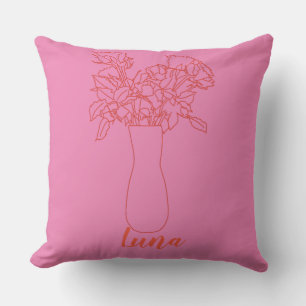 Cojín Decorativo Ilustración de flores originales de línea moderna