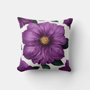 Cojín Decorativo Ilustracion de flores púrpura hiperrealista