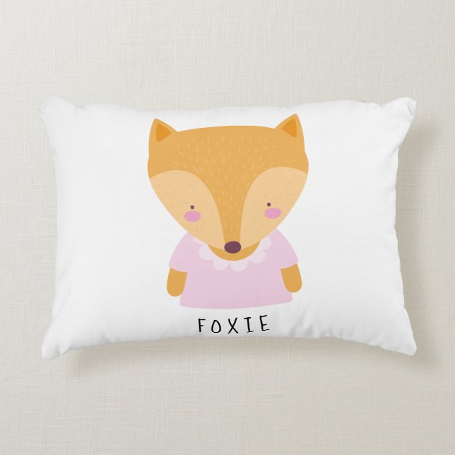Cojín Decorativo Ilustracion de Fox Cute - Bebé Personalizable (Anverso)