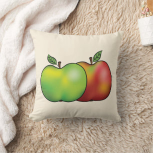 Cojín Decorativo Ilustracion De Frutas De Manzana Personalizado Roj