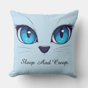 Cojín Decorativo Ilustración de gatito lindo de cerca ojos azules