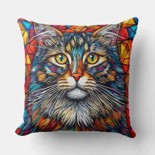 Cojín Decorativo Ilustración de gato abstracto