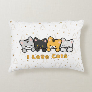Cojín Decorativo Ilustración de Gato Adorable Me Encantan los Gatos
