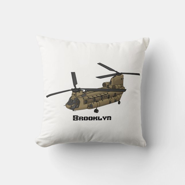 Cojín Decorativo Ilustracion de helicópteros militares de Chinook (Anverso)
