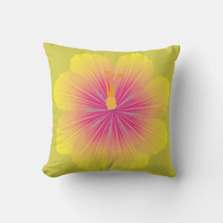 Cojín Decorativo Ilustración de Hibisco Amarillo